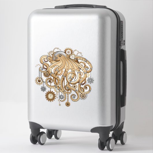 Octopus Steampunk Retro Mechanische Fantasie Sticker (Koffer)