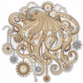 Octopus Steampunk Retro Mechanische Fantasie Sticker (Voorkant)