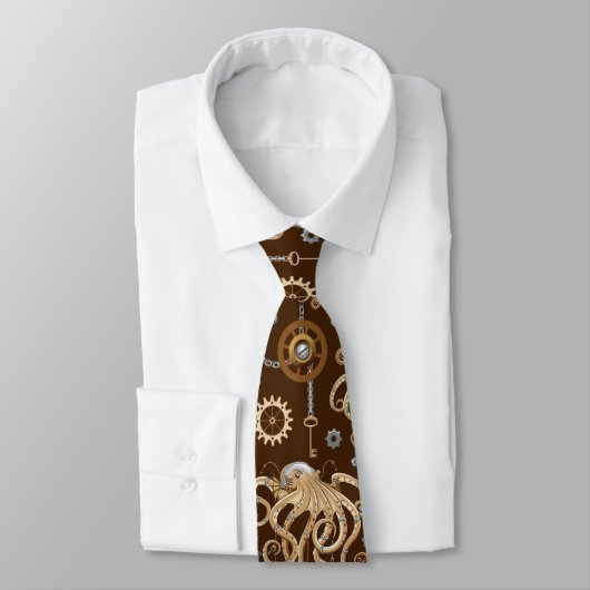 Octopus Steampunk Retro Mechanische Fantasie Stropdas (Gebonden)