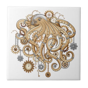 Octopus Steampunk Retro Mechanische Fantasie Tegeltje