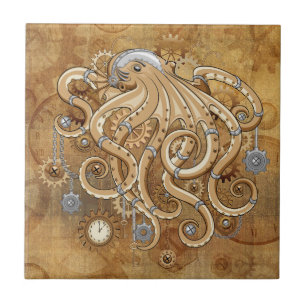 Octopus Steampunk Retro Mechanische Fantasie Tegeltje