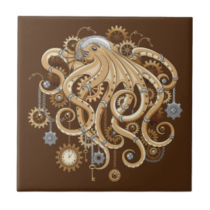 Octopus Steampunk Retro Mechanische Fantasie Tegeltje