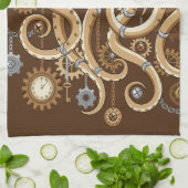 Octopus Steampunk Retro Mechanische Fantasie Theedoek (Gevouwen)
