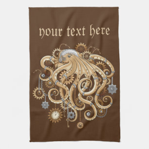 Octopus Steampunk Retro Mechanische Fantasie Theedoek