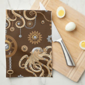 Octopus Steampunk Retro Mechanische Fantasie Theedoek (Quarter Fold)