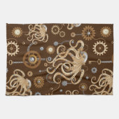 Octopus Steampunk Retro Mechanische Fantasie Theedoek (Horizontaal)