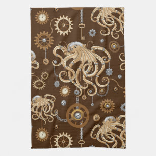 Octopus Steampunk Retro Mechanische Fantasie Theedoek