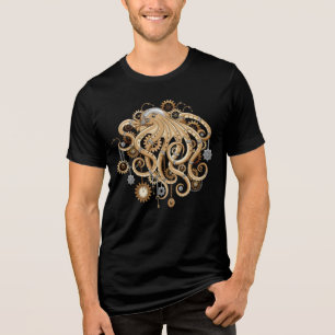 Octopus Steampunk Retro Mechanische Fantasie Tri-Blend Shirt