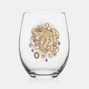 Octopus Steampunk Retro Mechanische Fantasie Wijnglas Zonder Voet