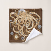 Octopus Steampunk Surreal Retro Stijl Machine  Bad Handdoek (Wasdoekje)