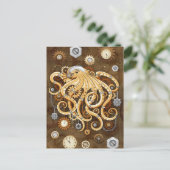 Octopus Steampunk Surreal Retro Stijl Machine Briefkaart (Staand voorkant)