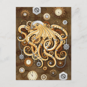 Octopus Steampunk Surreal Retro Stijl Machine Briefkaart