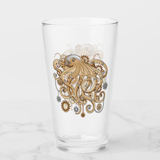 Octopus Steampunk Surreal Retro Stijl Machine   Glas (Voorkant)