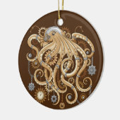 Octopus Steampunk Surreal Retro Stijl Machine Keramisch Ornament (Links)