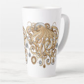 Octopus Steampunk Surreal Retro Stijl Machine Latte Mok (Rechterhoek)