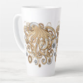 Octopus Steampunk Surreal Retro Stijl Machine Latte Mok (Linkerhoek)