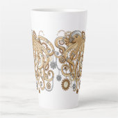 Octopus Steampunk Surreal Retro Stijl Machine Latte Mok (Voorkant)