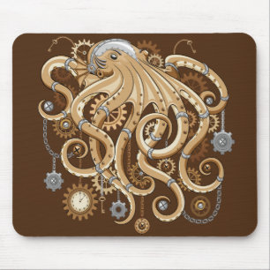 Octopus Steampunk Surreal Retro Stijl Machine Muismat