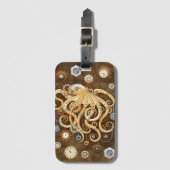 Octopus Steampunk Surreal Retro Stijl Machine Opme Bagagelabel (Voorkant (verticaal))