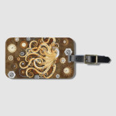 Octopus Steampunk Surreal Retro Stijl Machine Opme Bagagelabel (Voorkant (horizontaal))
