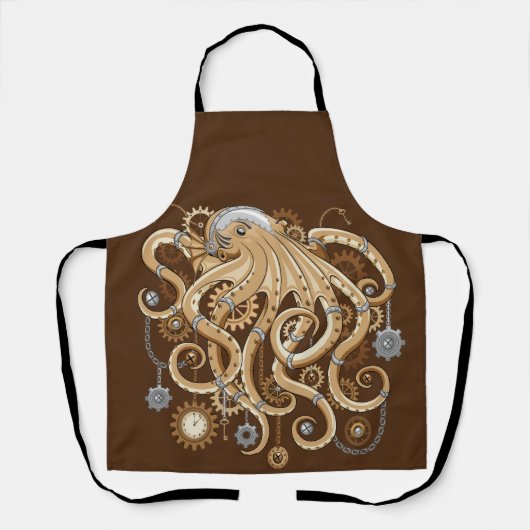 Octopus Steampunk Surreal Retro Stijl Machine Schort (Voorkant)