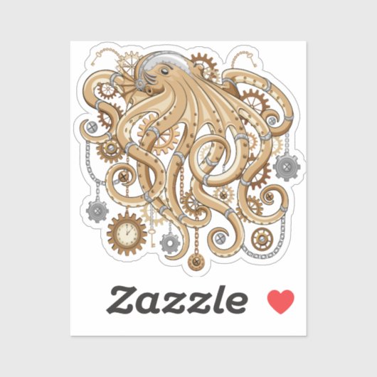Octopus Steampunk Surreal Retro Stijl Machine Sticker (Vel)