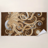 Octopus Steampunk Surreal Retro Stijl Machine Strandlaken (Voorkant)