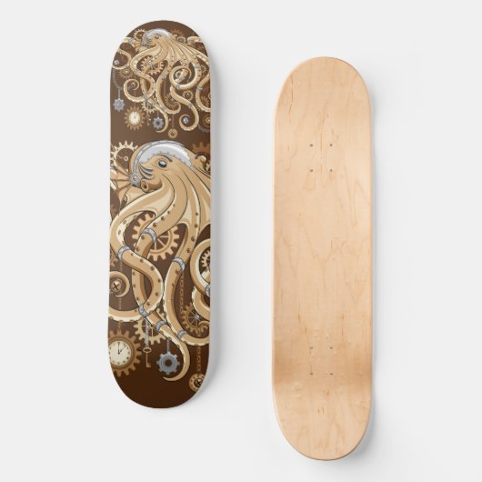Octopus Steampunk Surreal Retrostijlmachine Persoonlijk Skateboard (Voorkant)