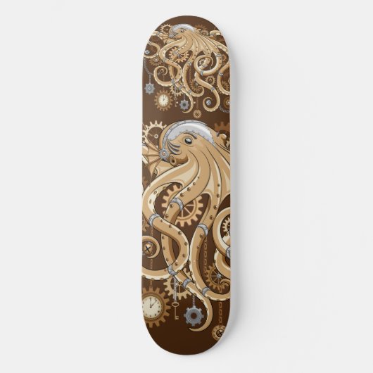 Octopus Steampunk Surreal Retrostijlmachine Persoonlijk Skateboard (Voorkant)