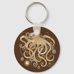 Octopus Steampunk Surreal Retrostijlmachine Sleutelhanger