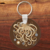 Octopus Steampunk Surreal Retrostijlmachine Sleutelhanger (Voorkant)