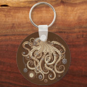 Octopus Steampunk Surreal Retrostijlmachine Sleutelhanger (Voorkant)