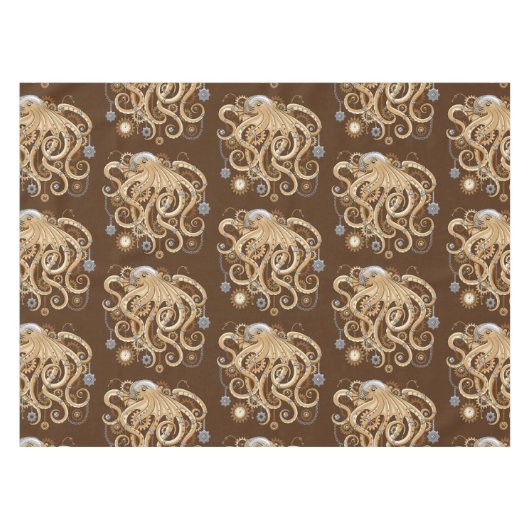 Octopus Steampunk Surreal Retrostijlmachine Tafelkleed (Voorkant (Horizontaal))