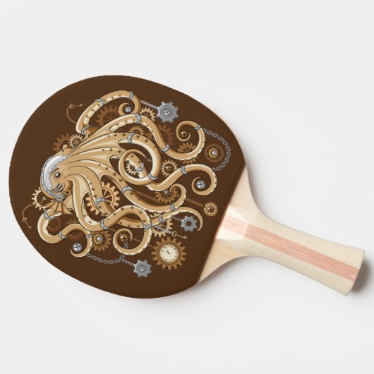 Octopus Steampunk Surreal Retrostijlmachine Tafeltennisbatje (Zijkant)