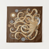 Octopus Steampunk Surreal Retrostijlmachine Wandkleed (Voorkant (horizontaal))