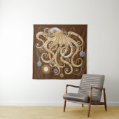 Octopus Steampunk Surreal Retrostijlmachine Wandkleed (In situ)
