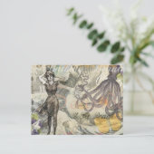 Octopus Strand Antieke Kust Steampunk Briefkaart (Staand voorkant)