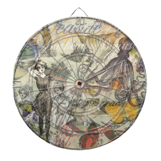 Octopus Strand Antieke Kust Steampunk Dartbord (Voorkant)