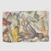Octopus Strand Antieke Kust Steampunk Golfhanddoek (Horizontaal)