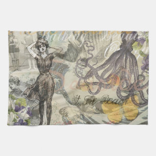 Octopus Strand Antieke Kust Steampunk Theedoek