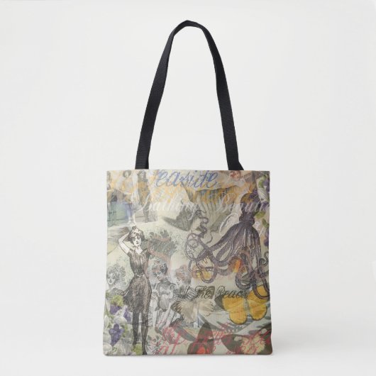 Octopus Strand Antieke Kust Steampunk Tote Bag (Voorkant)
