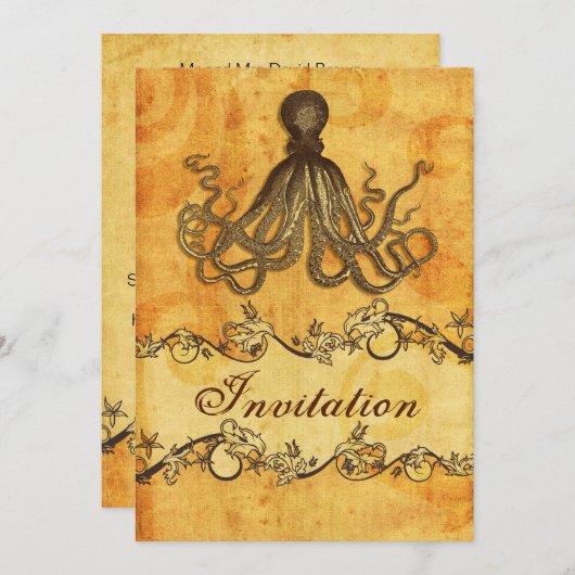 , octopus strandbruiloft uitnodigt kaart (Voorkant / Achterkant)