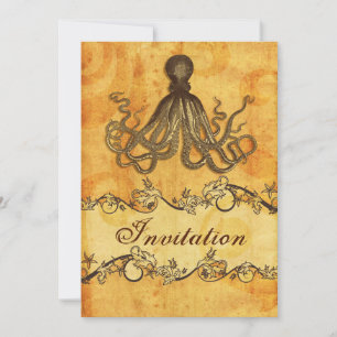 , octopus strandbruiloft uitnodigt kaart