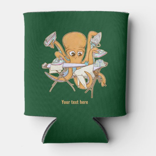 Octopus strijken, overweldigd door klusjes. blikjeskoeler (Voorkant)