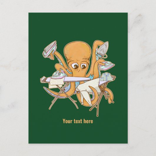 Octopus strijken, overweldigd door klusjes. briefkaart (Voorkant)