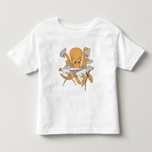 Octopus strijken, overweldigd door klusjes. kinder shirts (Voorkant)