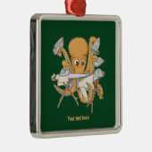 Octopus strijken, overweldigd door klusjes. metalen ornament (Rechts)