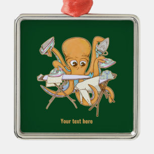 Octopus strijken, overweldigd door klusjes. metalen ornament