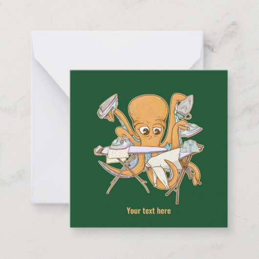 Octopus strijken, overweldigd door klusjes. notitiekaartje (Voorkant)