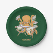 Octopus strijken, overweldigd door klusjes. papieren bordje (Voorkant)